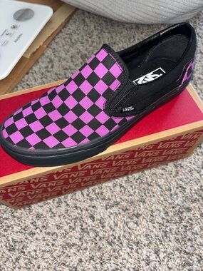 Vans Pink & Black Checkerboard Slip-On